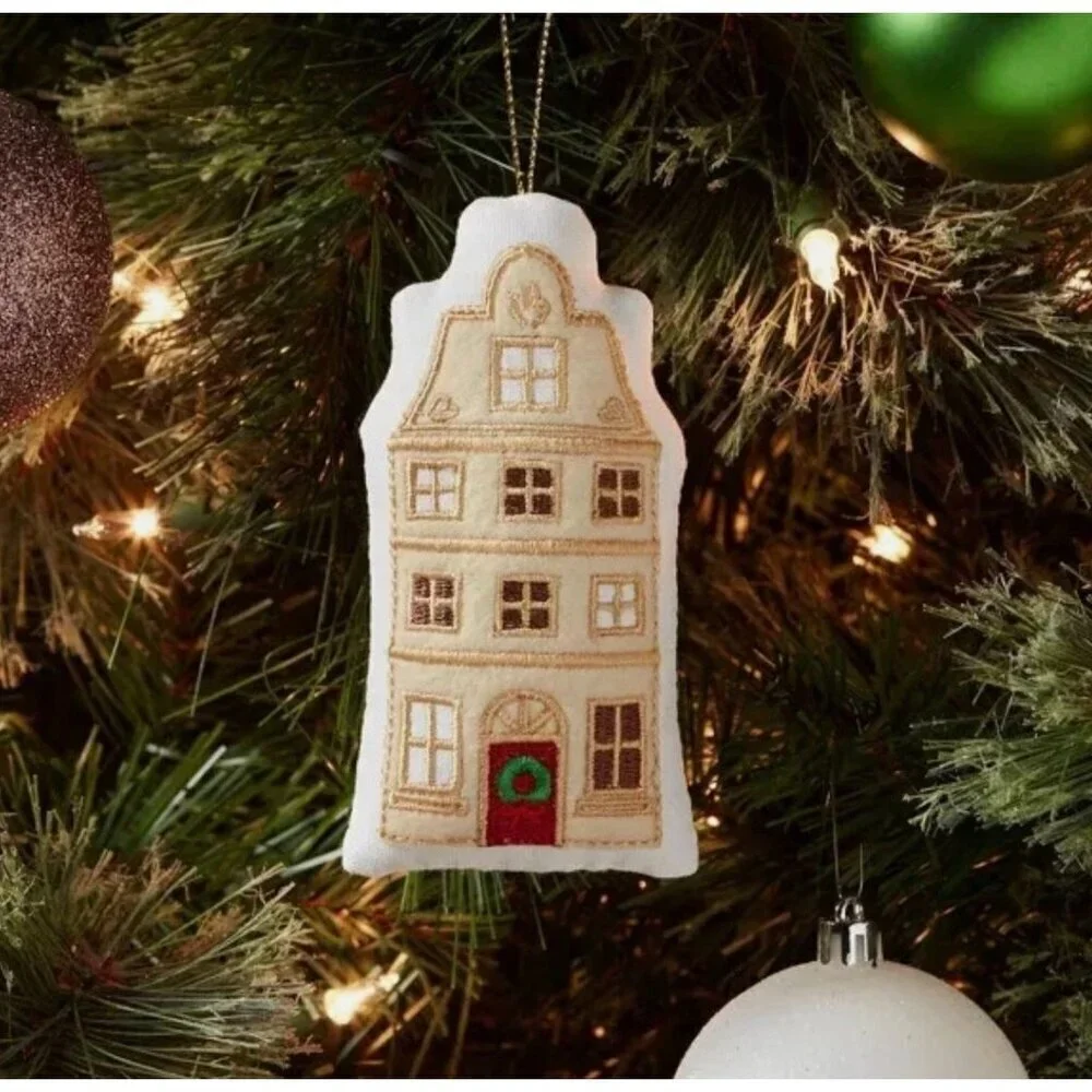 Target Fabric House with Red Door Christmas Tree Ornament Cream Wondershop™